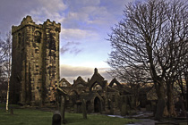 [ photo: Heptonstall Sunset Church of St Thomas a Becket, Heptonstall, W Yorkshire, UK, Dec 2005 (img 103-026) ]