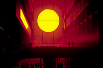 [ photo: Sun at Tate Modern (Weather Project art installation, by Danish artist Olafur Eliasson), Tate Modern Museum of Art, London, England, UK, Dec 2003 (img NC-0392-10) ]