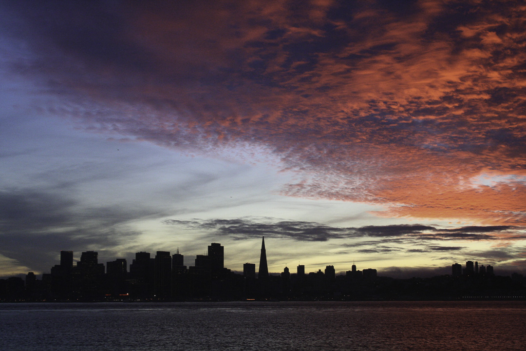 Photo: SF Skyline Sunset, before digital processing